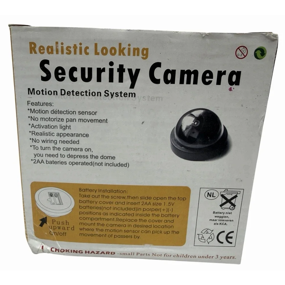 Dummy Security Camera Motion Detection System Activation Light Battery Operated